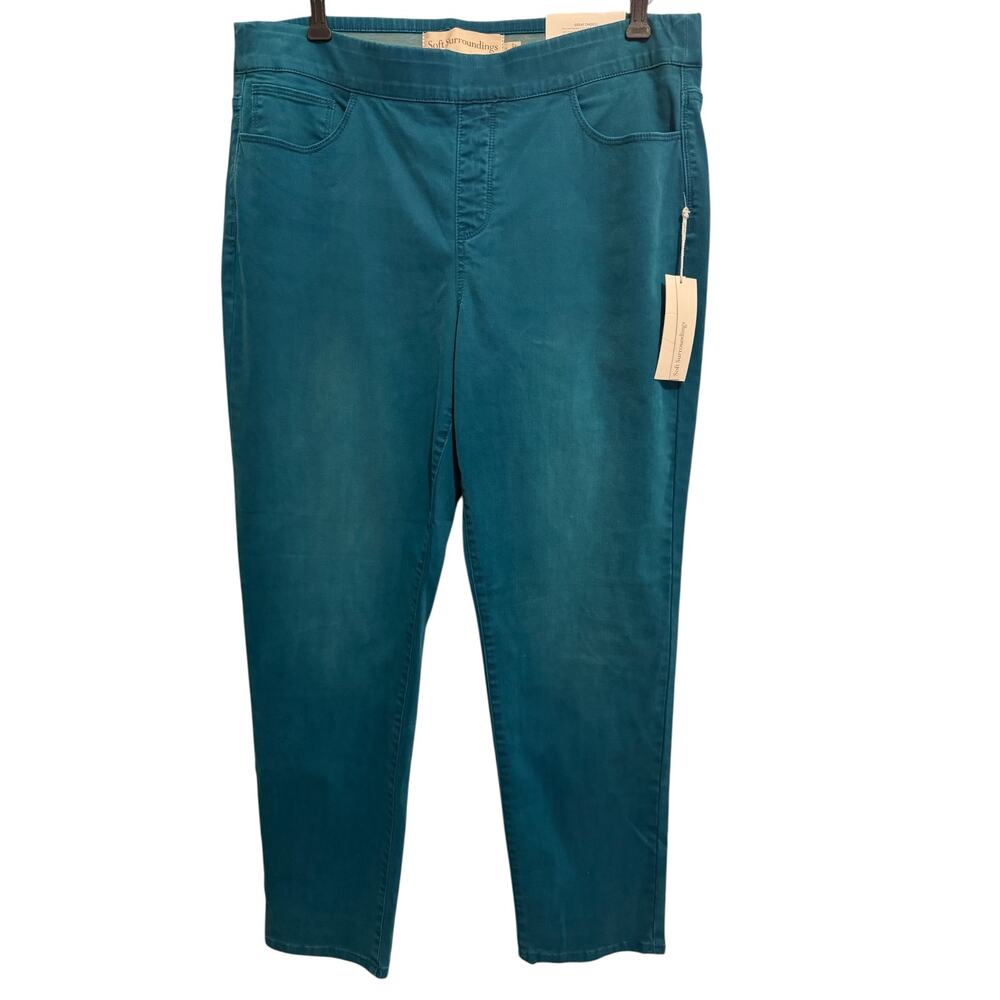 Soft Surroundings Women's Size L Teal Smoothing Full Length Pants Coastal Office - Picture 10 of 10